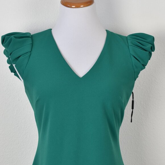 Calvin Klein Puff Sleeve V-Neck Sheath Dress - 4 - Picture 4 of 10